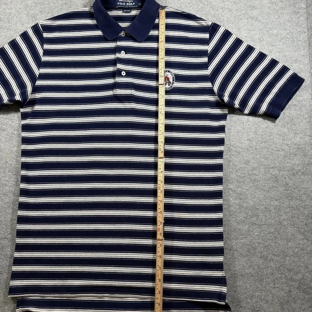 Vintage Polo Ralph Lauren Golf Polo Mens M Navy Striped 1999 US Open Pinehurst